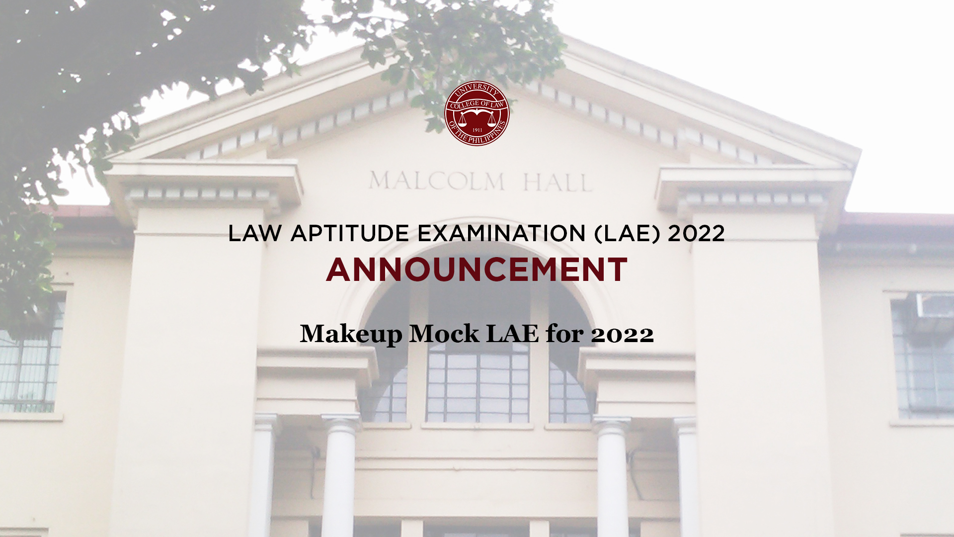 LAE Announcement Re Makeup Mock LAE for 2022