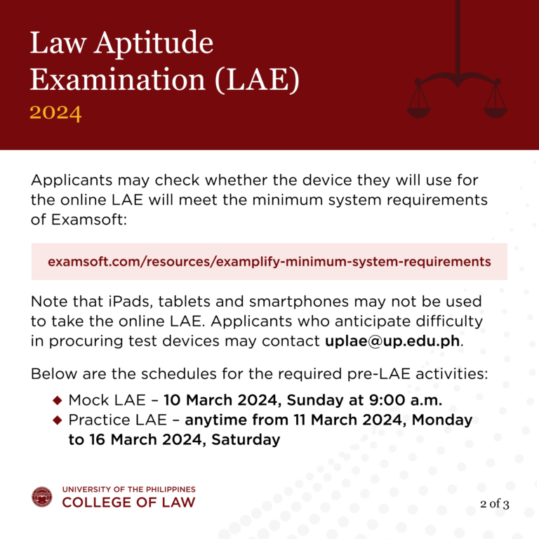 Law Aptitude Examination 2024 Announcement — UP College of Law