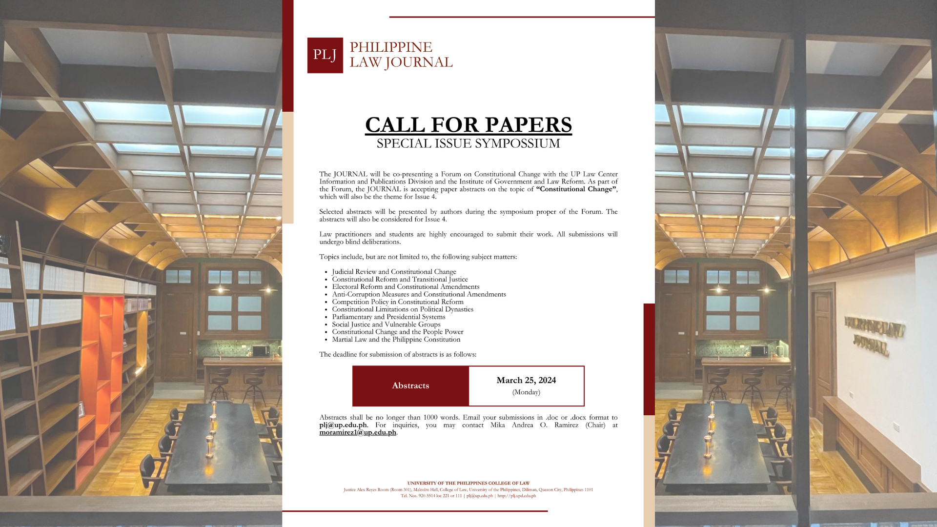 PLJ Vol 97 Call for Abstracts: Special Issue Symposium