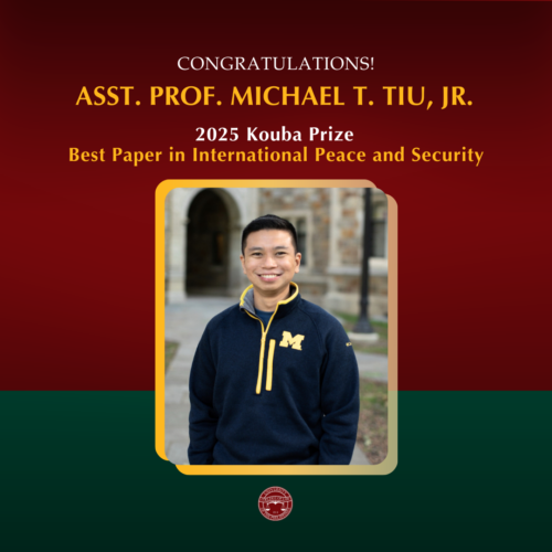Asst. Prof. Tiu Wins 2025 Kouba Prize for Best Paper in International Peace and Security