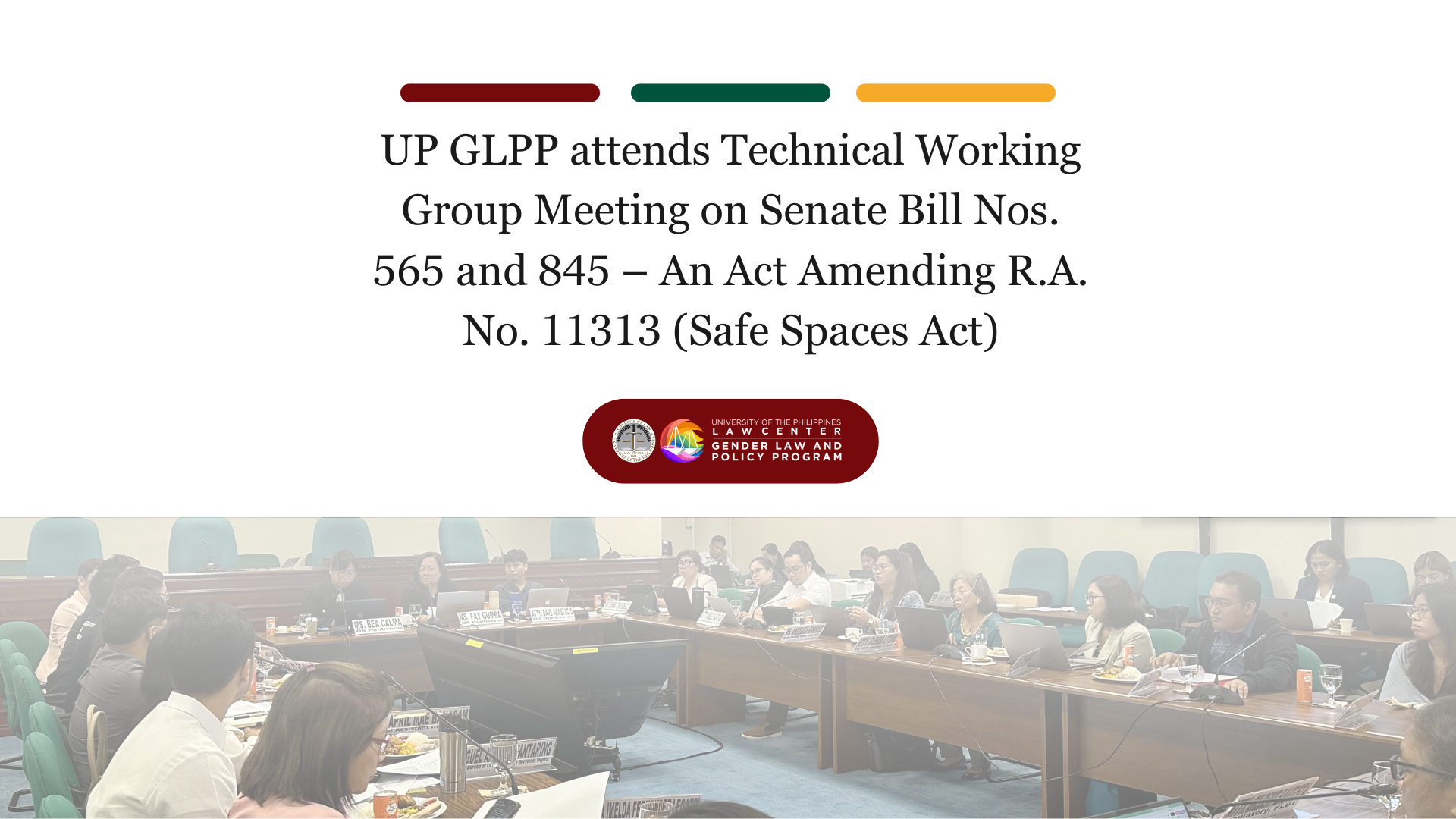 UP GLPP attends TWG Meeting on SB Nos 565 and 845