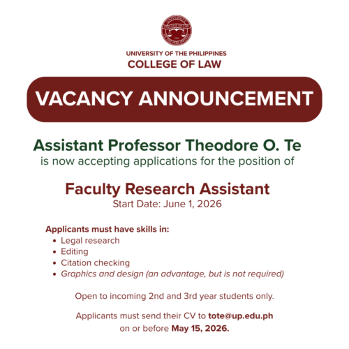 Vacancy Announcement – Faculty Research Assistant