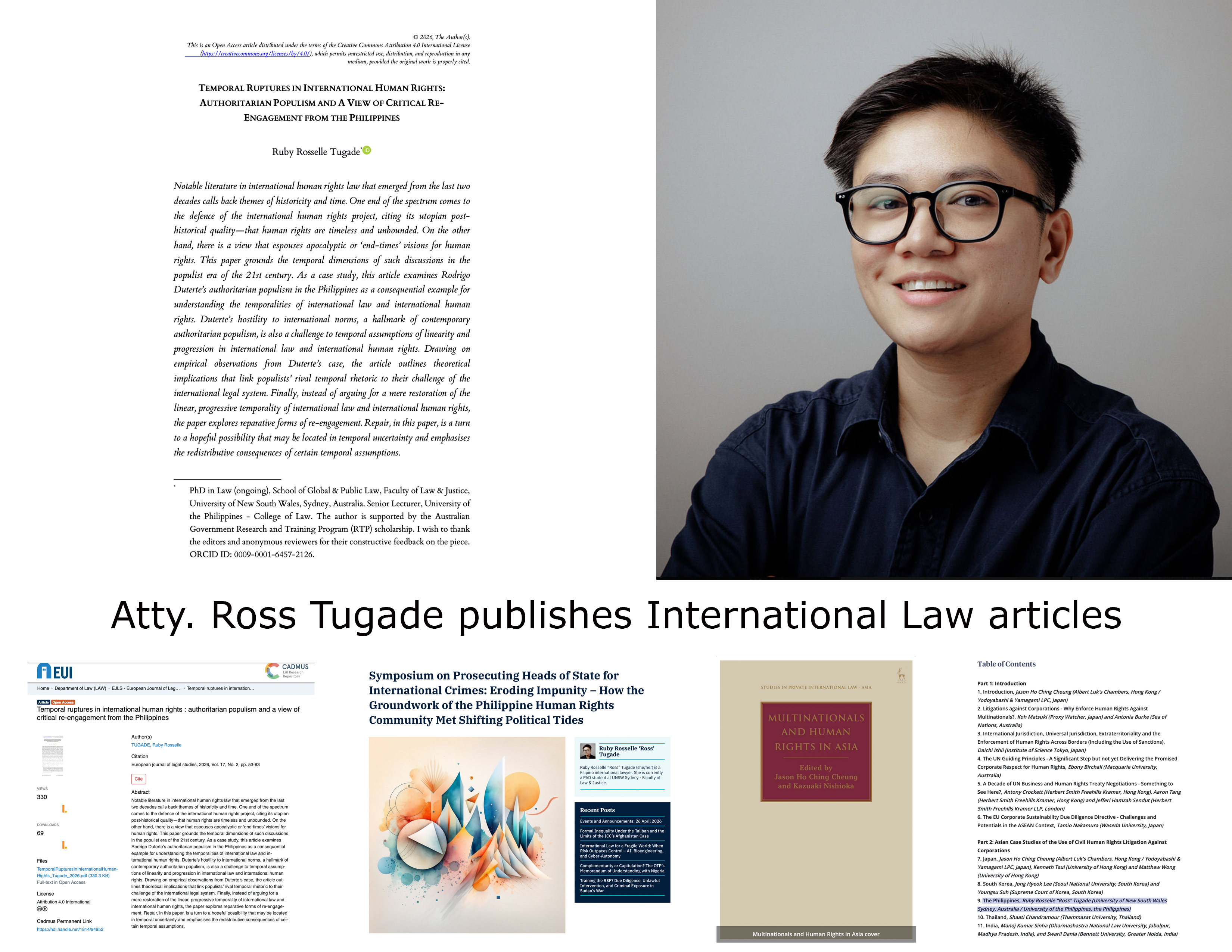 Atty. Ross Tugade publishes International Law articles