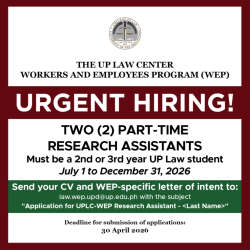 Vacancy announcement – Research Assistants for WEP