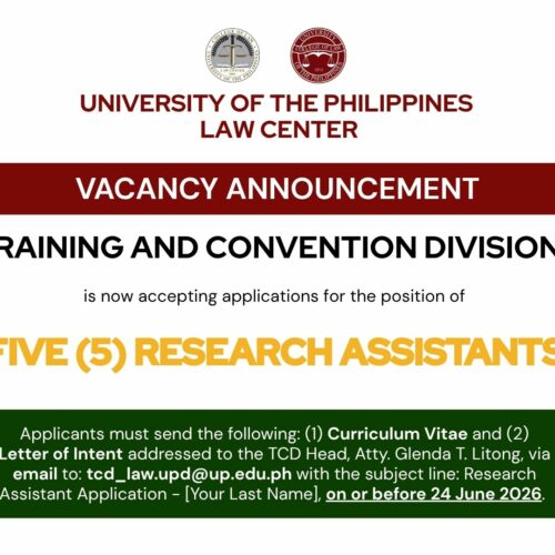 Vacancy Announcement – Research Assistants for the Training and Convention Division