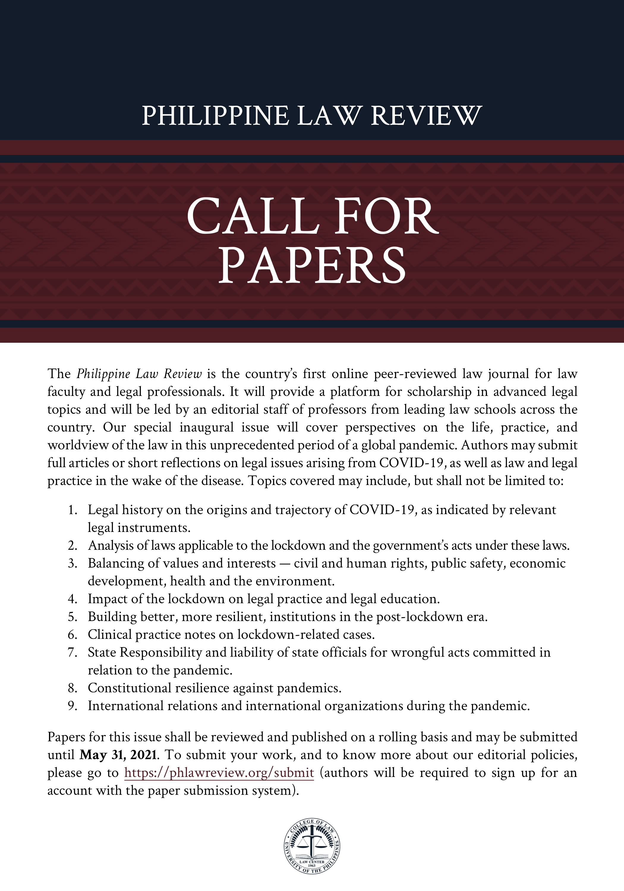 call for research papers law